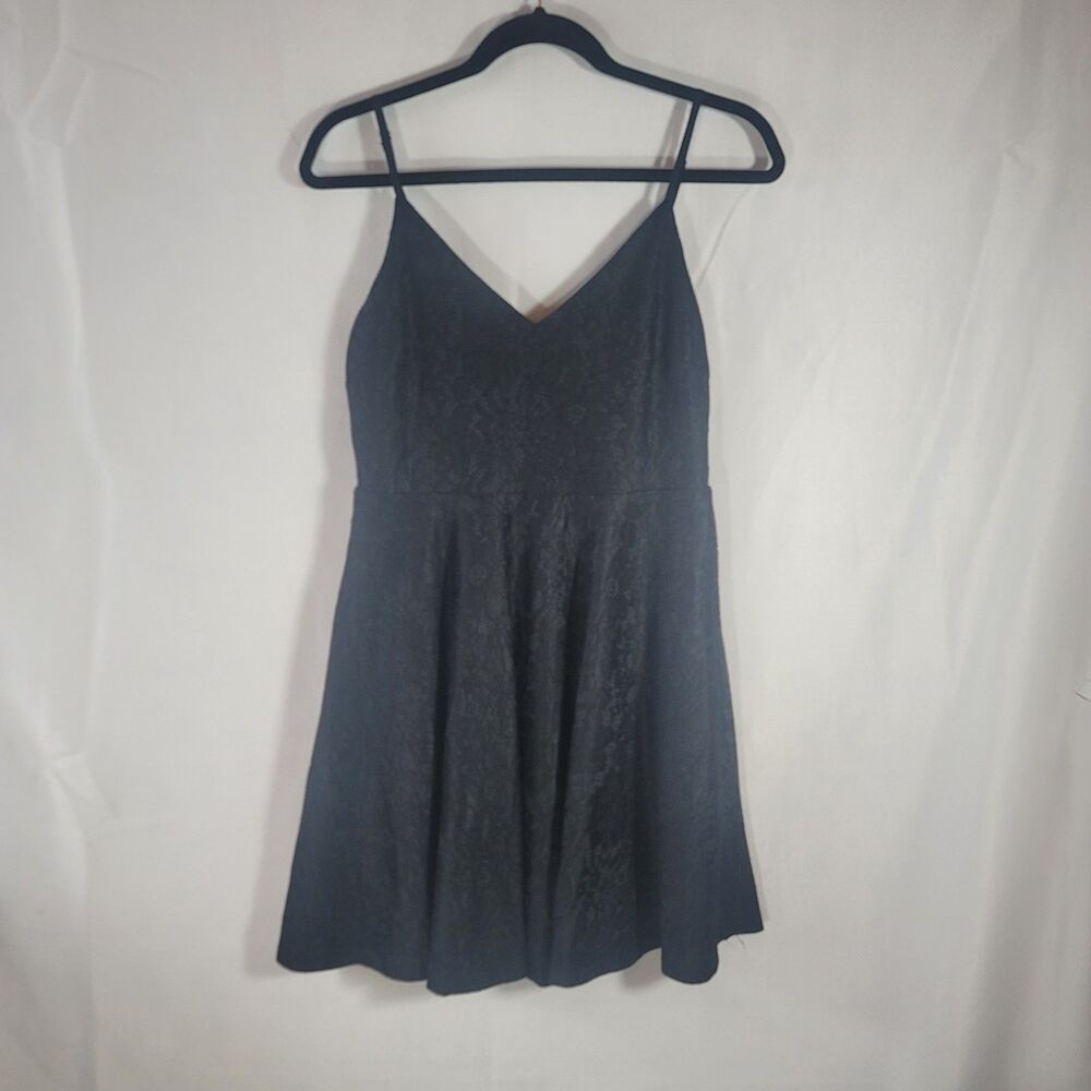 Lulus Way With Words Black Lace Skater Dress Size M Fit Flare Mini Coquette LBD